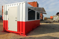 fireworks stand shipping container open