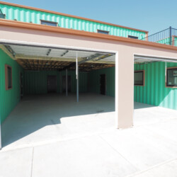shipping container garage front view