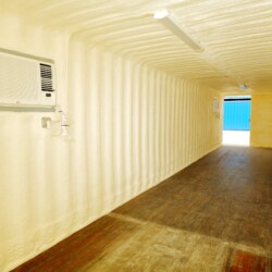 interior view of a yellow shipping container